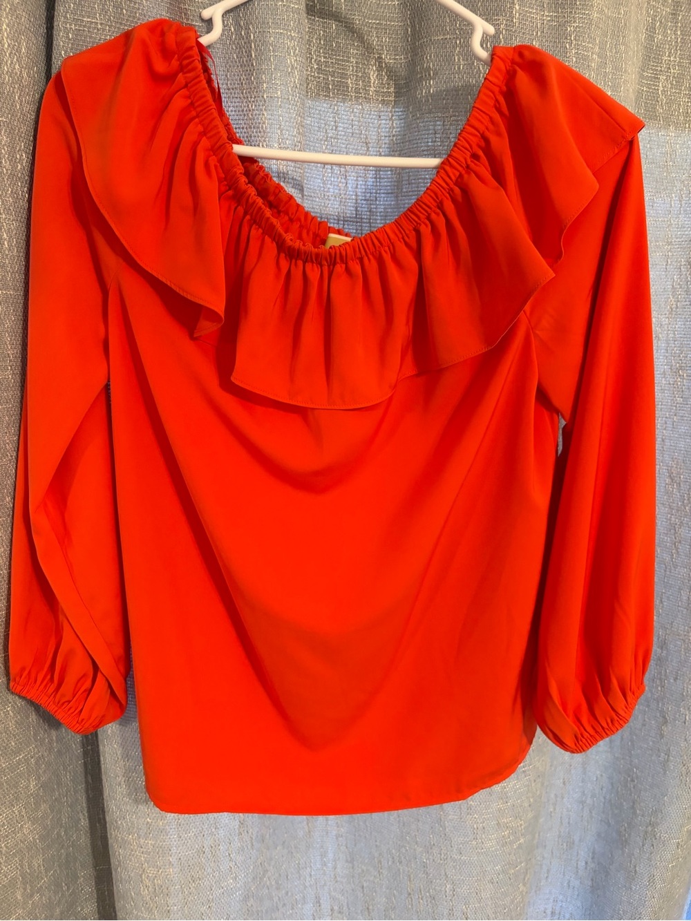 Michael Kors Coral Orange Off-Shoulder Ruffle Blouse S